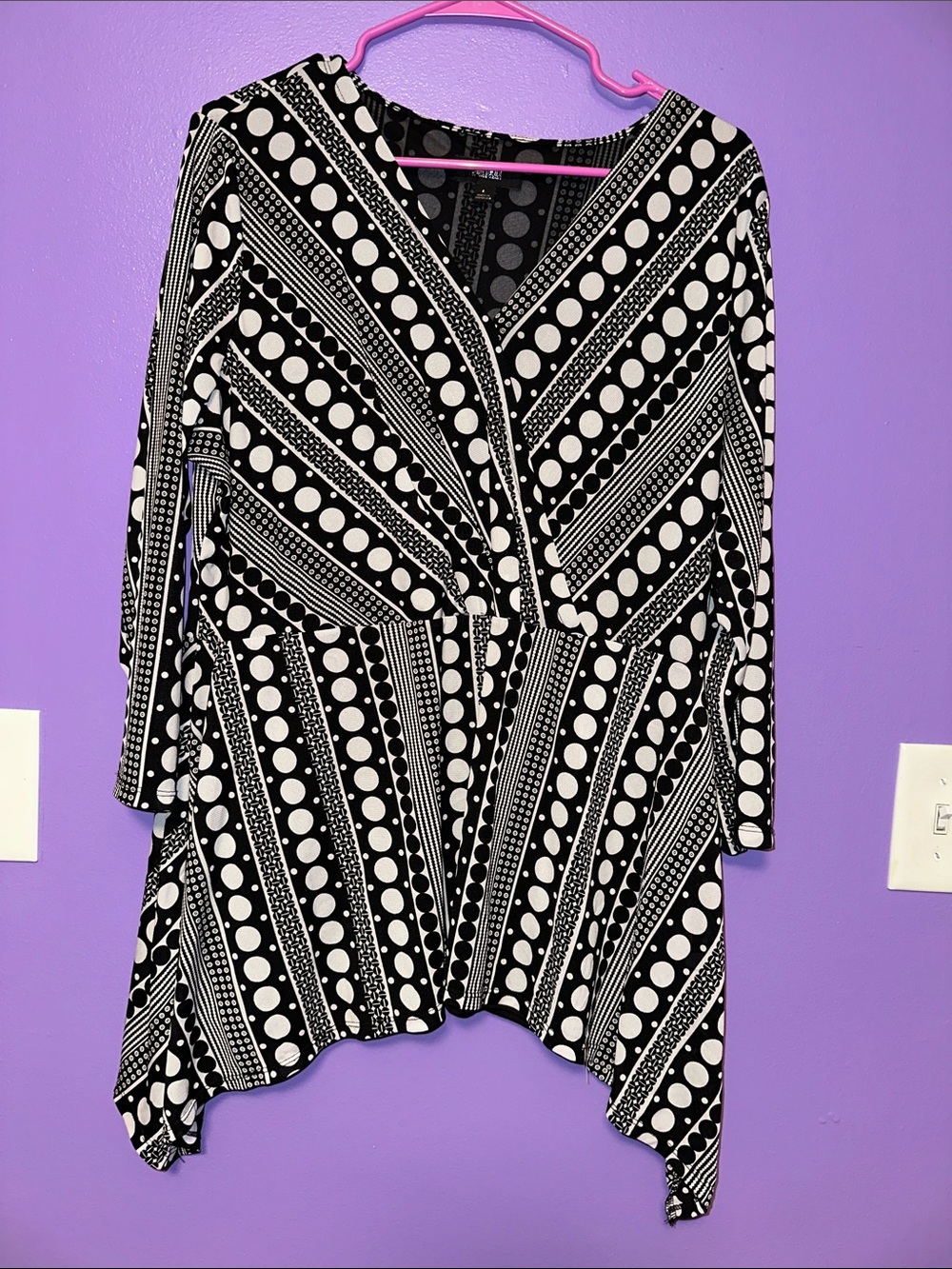 Investments Black & White Asymmetrical Geometric Skirt